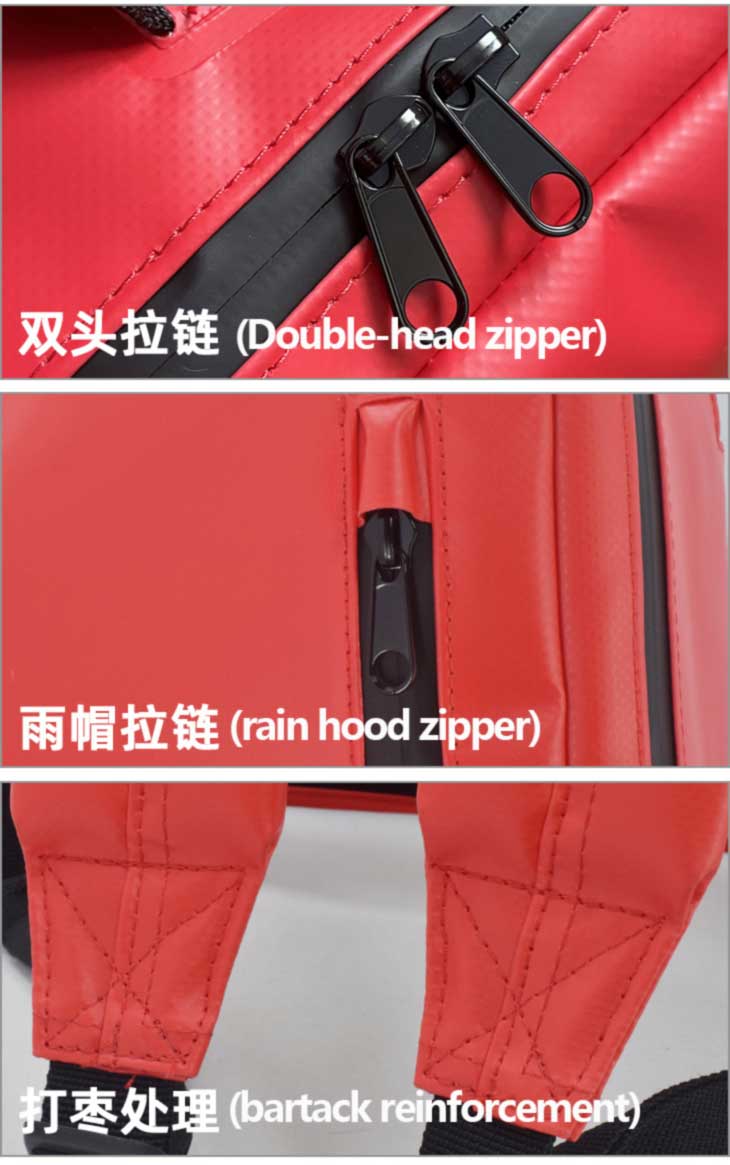 two-way zipper with rain flap on business backpack